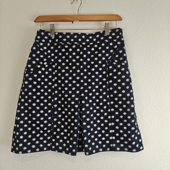 Boden A-Line Skirt Starburst Star Print Navy Blue/White Front Box Pleat Size 6R - Picture 2 of 14